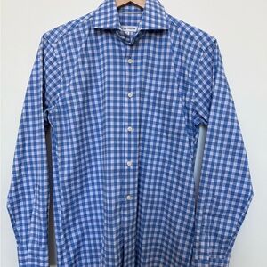 Peter Millar Men's Blue Checkered Shirt